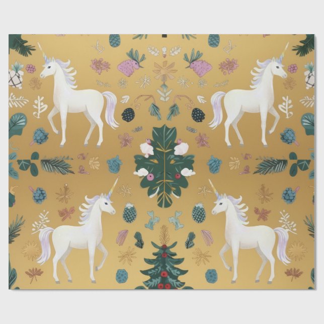 Papier Cadeau Unicorn Forest Wrapping Paper (Plat)