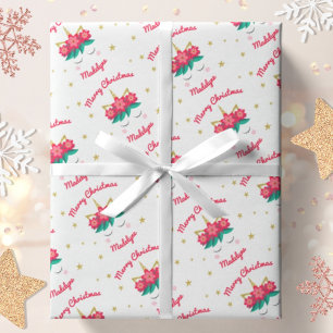 Papier Cadeau Unicorn Gold Parties scintillant Stars Noël person