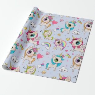 Papier Cadeau Unicorn Love Motif