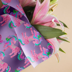 Papier Cadeau Unicorn Parties scintillant brillante rose assez a