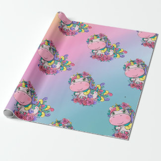 Papier Cadeau Unicorn Party arc-en-ciel papier d'enveloppement