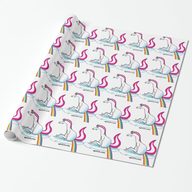 Papier Cadeau Unicorn pooping Rainbow (Déroulé)