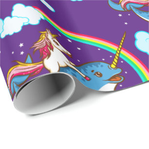 Papier Cadeau Unicorn Riding Narwhal