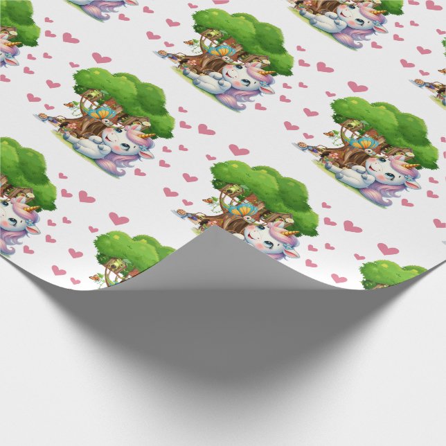 Papier Cadeau Unicorn & Woodland Friends Envelopper papier migno (Coin)