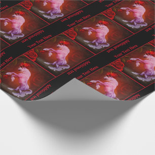 Papier Cadeau Unicorne de feu Roses Imaginaire Art personnalisé