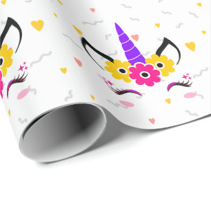 Papier Cadeau Unicorne florale magique