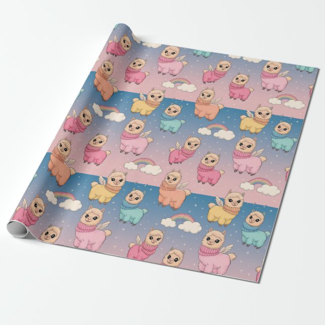 Papier Cadeau Unicorne magique et Stars Design Motif (Déroulé)