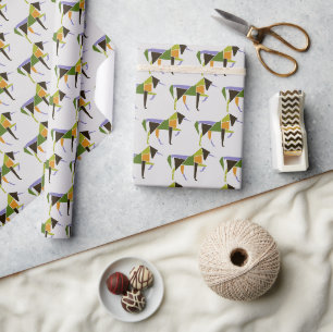 Papier Cadeau Unicorne moderniste Abstrait Tangram animal