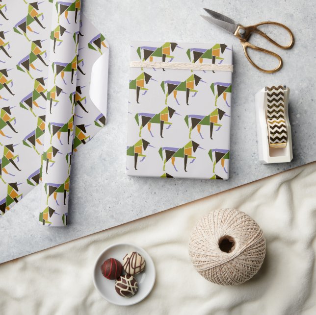 Papier Cadeau Unicorne moderniste Abstrait Tangram animal (Artisanat)