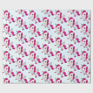 Papier Cadeau Unicorne rose mignonne avec Motif d'ailes