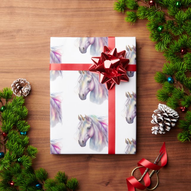 Papier Cadeau Unicorne rose pourpre (Cadeau de vacances)