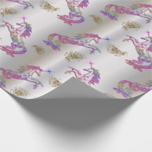 Papier Cadeau Unicornes arc-en-ciel cristal