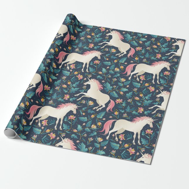 Papier Cadeau Unicornes dans la forêt (Déroulé)