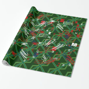 Papier Cadeau Union Jack verte de forêt en gras
