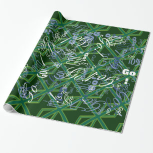 Papier Cadeau Union Jack verte de forêt en gras