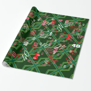 Papier Cadeau Union Jack verte de forêt en gras