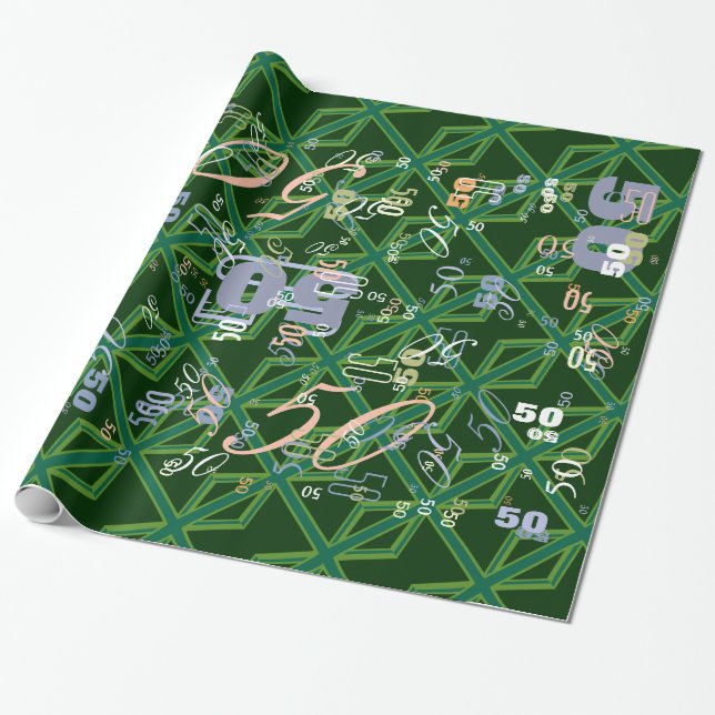 Papier Cadeau Union Jack verte de forêt en gras (Déroulé)