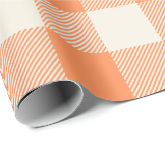 Papier Cadeau Unique & Chic Pale Orange & Cream Buffalo Plaid