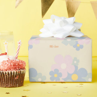 Papier Cadeau Unique Élégant Nature Pastel Fleur Personnalisé Mo