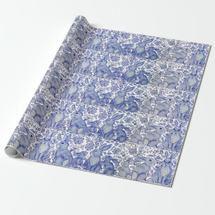 Papier Cadeau Unique Lapin Bleu Lapin Motif animal Floral