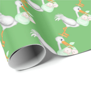 Papier Cadeau Unisex jumeaux avec papier d'emballage de cigogne