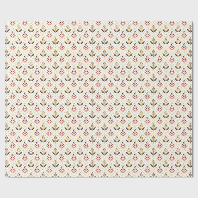 Papier Cadeau Unrolled and flat views of floral wrapping paper (Plat)