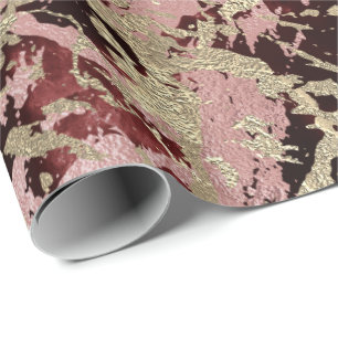 Papier Cadeau Urbain brillant de marbre rose de Bourgogne d'or