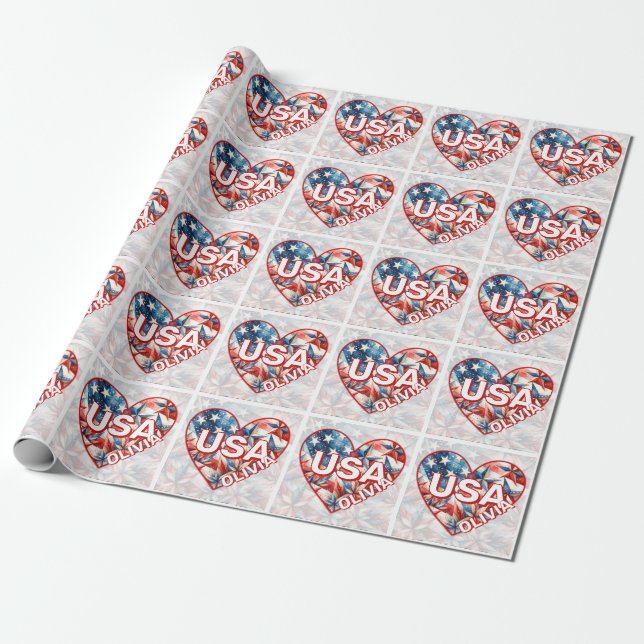 Papier Cadeau USA Ajouter un nom (Déroulé)