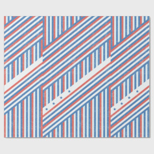 Papier Cadeau USA Patriotic Red White & Blue Stars