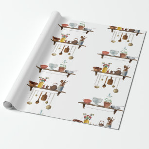 Papier Cadeau Ustensiles de cuisine Retro vintage
