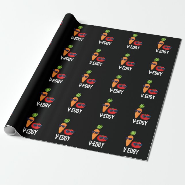 Papier Cadeau V-Edgy Funny Veggie Pun Dark BG (Déroulé)