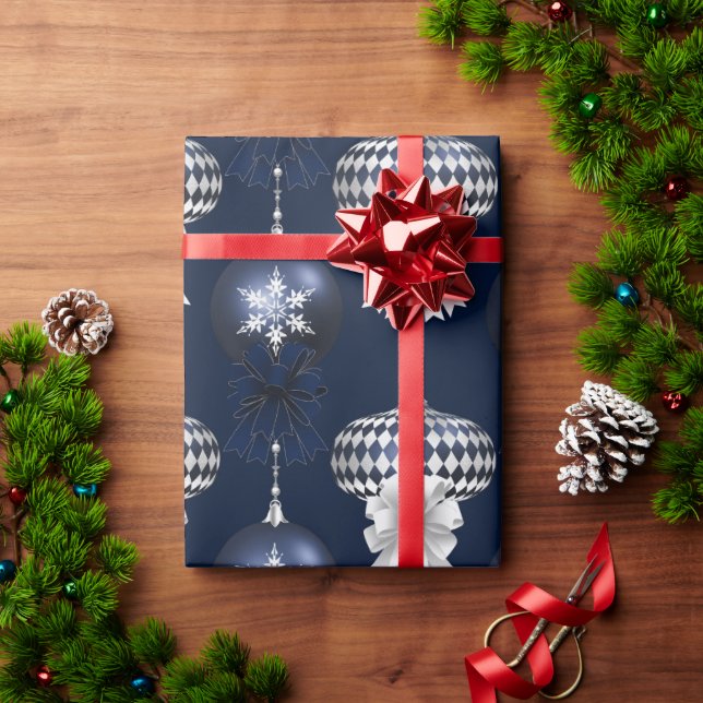 Papier Cadeau Vacances Blue Ornaming de la Marine Blanche (Cadeau de vacances)