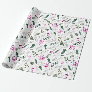 Papier Cadeau Vacances Botaniques et Berries d'hiver