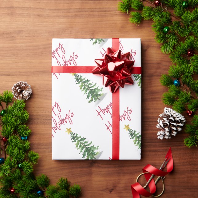 Papier Cadeau Vacances de Noël Arbre à Pins d'Eau (Cadeau de vacances)