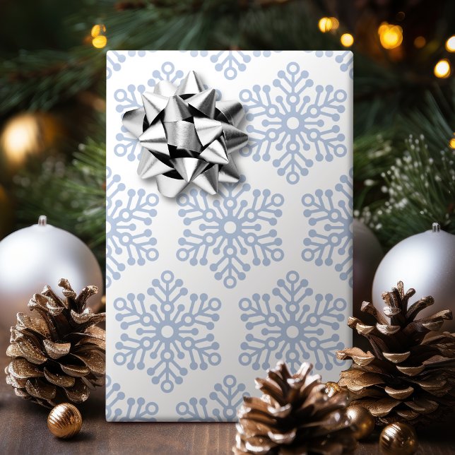 Papier Cadeau Vacances De Noël Bleu Et Blanc D'Hiver (Winter Blue And White Snowflakes Christmas Holiday Wrapping Paper)