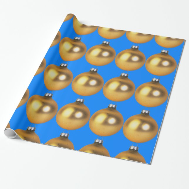 Papier Cadeau Vacances de Noël bleu et or (Déroulé)