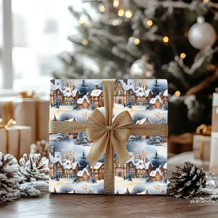 Papier Cadeau Vacances de Noël dans le village bavarois d'hiver