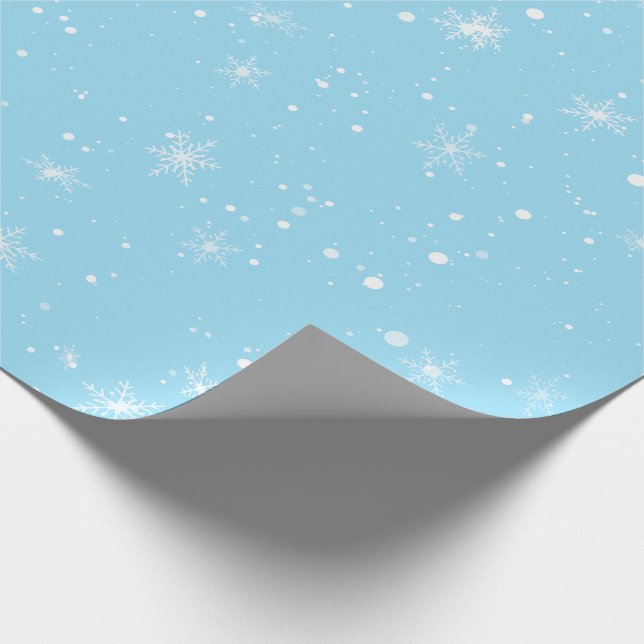 Papier Cadeau Vacances de Noël Flambeau blanc d'hiver Ciel bleu (Coin)