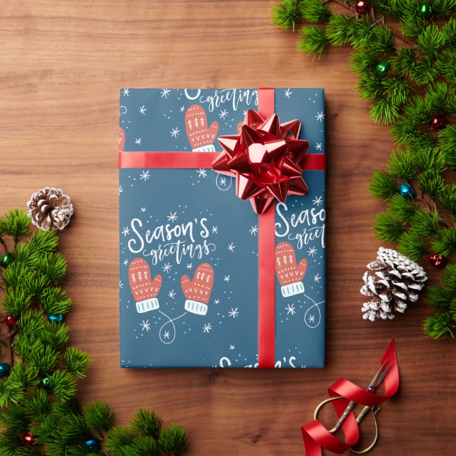 Papier Cadeau Vacances de Noël Hygge Mittens (Cadeau de vacances)