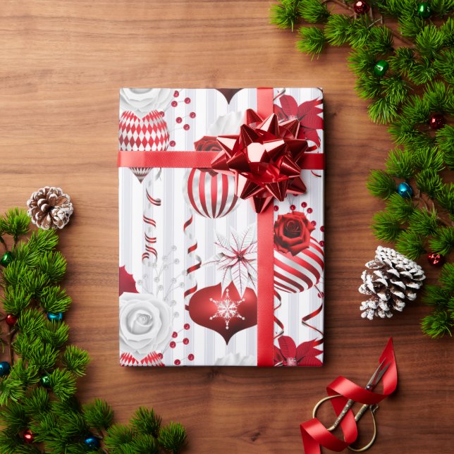 Papier Cadeau Vacances de Noël Rouge et Blanc (Cadeau de vacances)