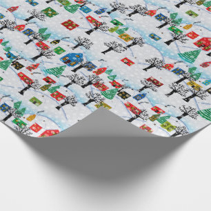 Papier Cadeau Vacances de village d'hiver