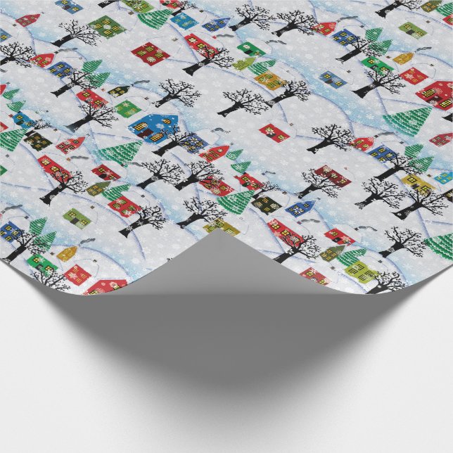 Papier Cadeau Vacances de village d'hiver (Coin)
