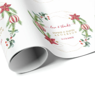 Papier Cadeau Vacances d'hiver Pine Cônes Christmas Balls Mariag
