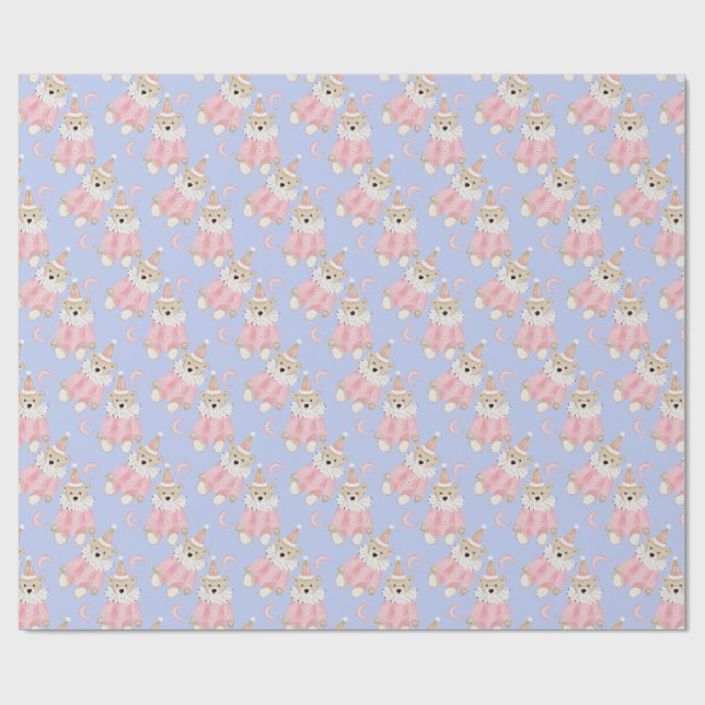 Papier Cadeau Vacances d'hiver Pink ours enfants motif (Plat)