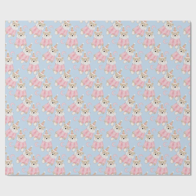 Papier Cadeau Vacances d'hiver Pink ours enfants motif (Plat)