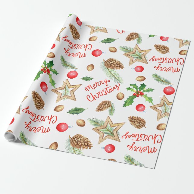 Papier Cadeau Vacances Envelopper Joyeux Noël Étoiles (Déroulé)