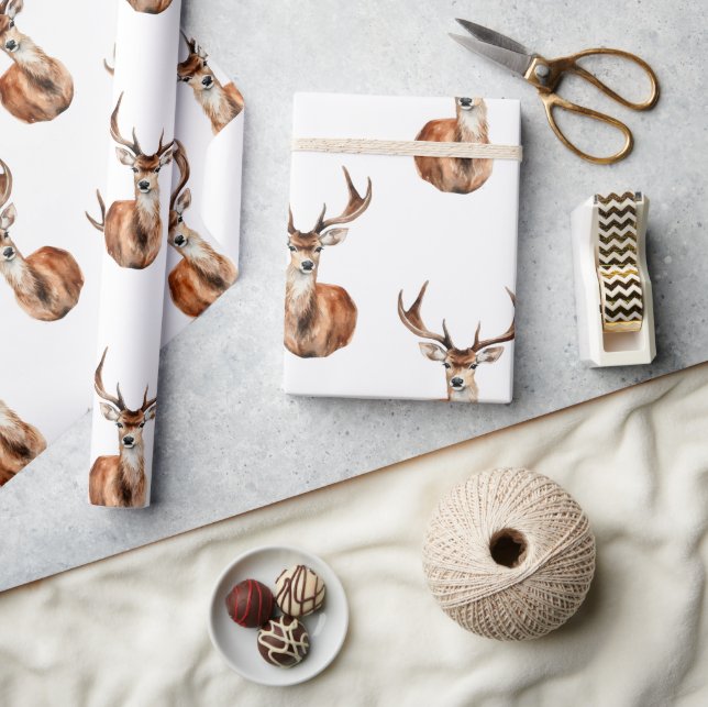 Papier Cadeau Vacances fauniques de la Tête de Cerf Montée (Artisanat)