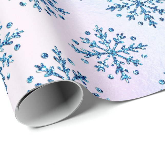 Papier Cadeau Vacances - Flèches bleues glacées Faux Foil Irides (Coin rond)
