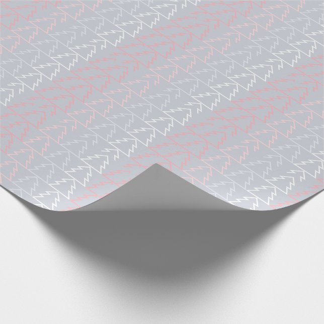Papier Cadeau Vacances Gris Rose Arbres de Noël Moderne (Coin)