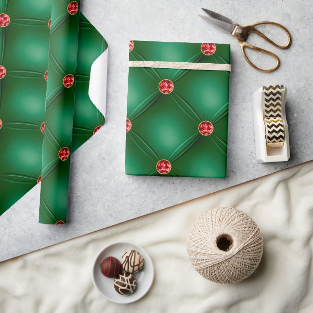 Papier Cadeau Vacances Joyaux de Bling Gratuit Satin Vert (Artisanat)